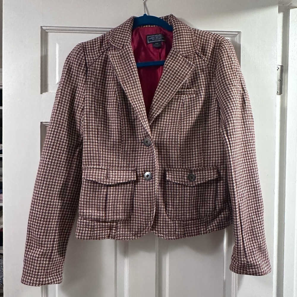 American Eagle Outfitters Brown and Cream Blazer